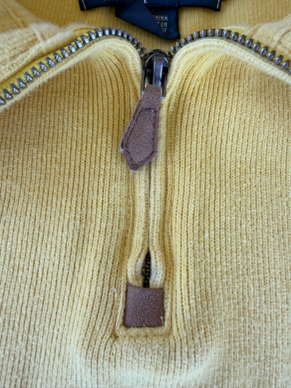 Y2K Ralph Lauren Polo Rib Knit Quarter Zip Pullover Sweater Preppy Yellow Large - Picture 5 of 10